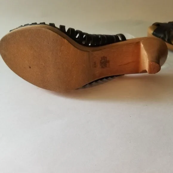 GIANNI BINI 9 1/2 MEDIUM OPEN TOE SLING BACK BLACK SANDAL FW-0005 - Picture 9 of 10